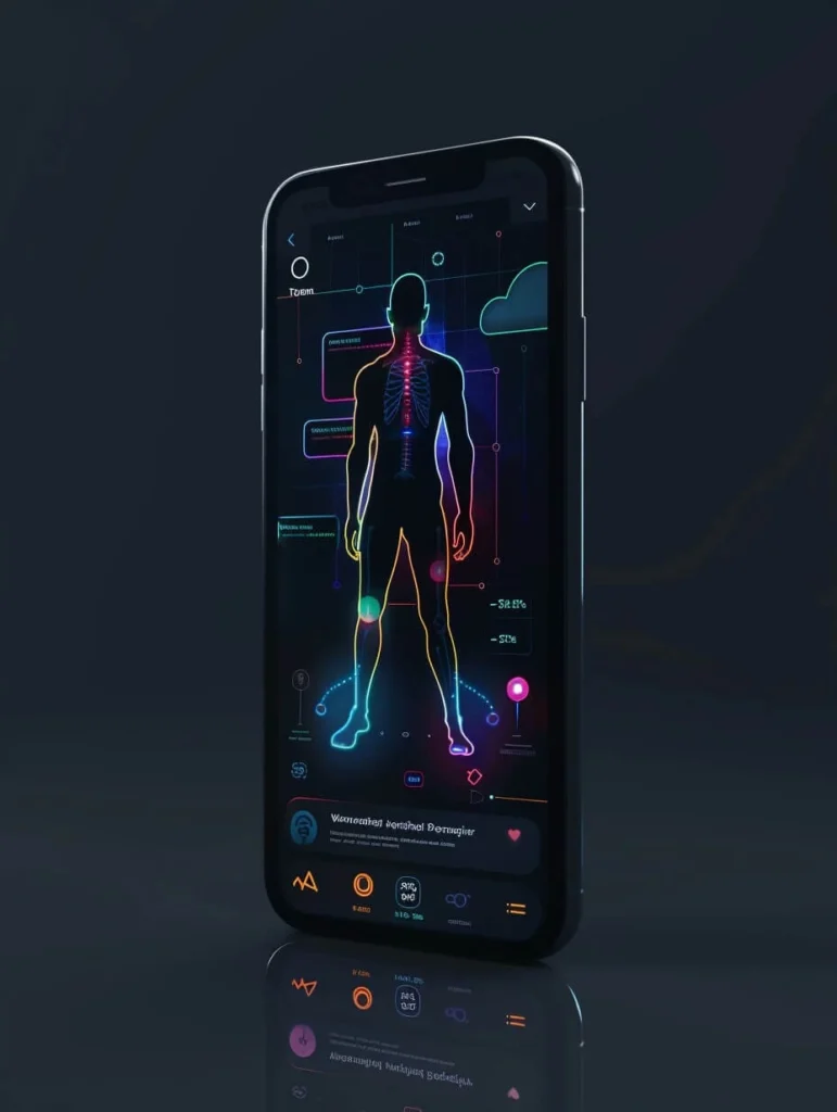 A smartphone displaying AI-powered biometric tracking for high-tech gadgets for athletic training.