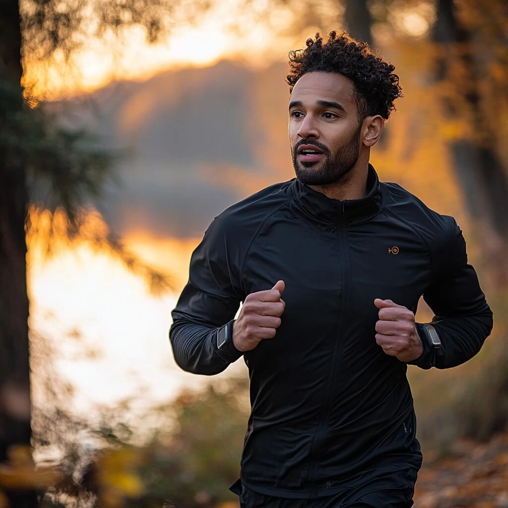 A man jogging with a smart fitness tracker, representing Fitness Gadgets 2025.
