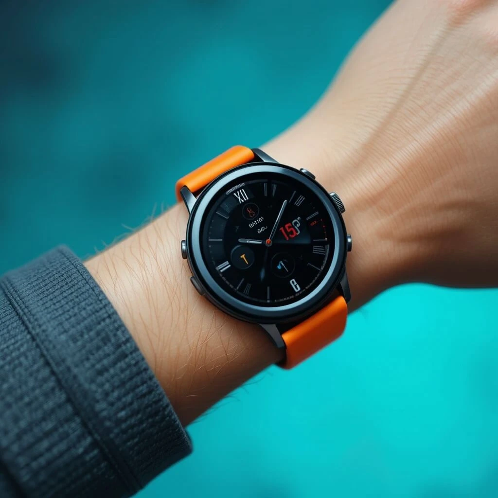 A smart gym smartwatch tracking heart rate and fitness performance in real-time.