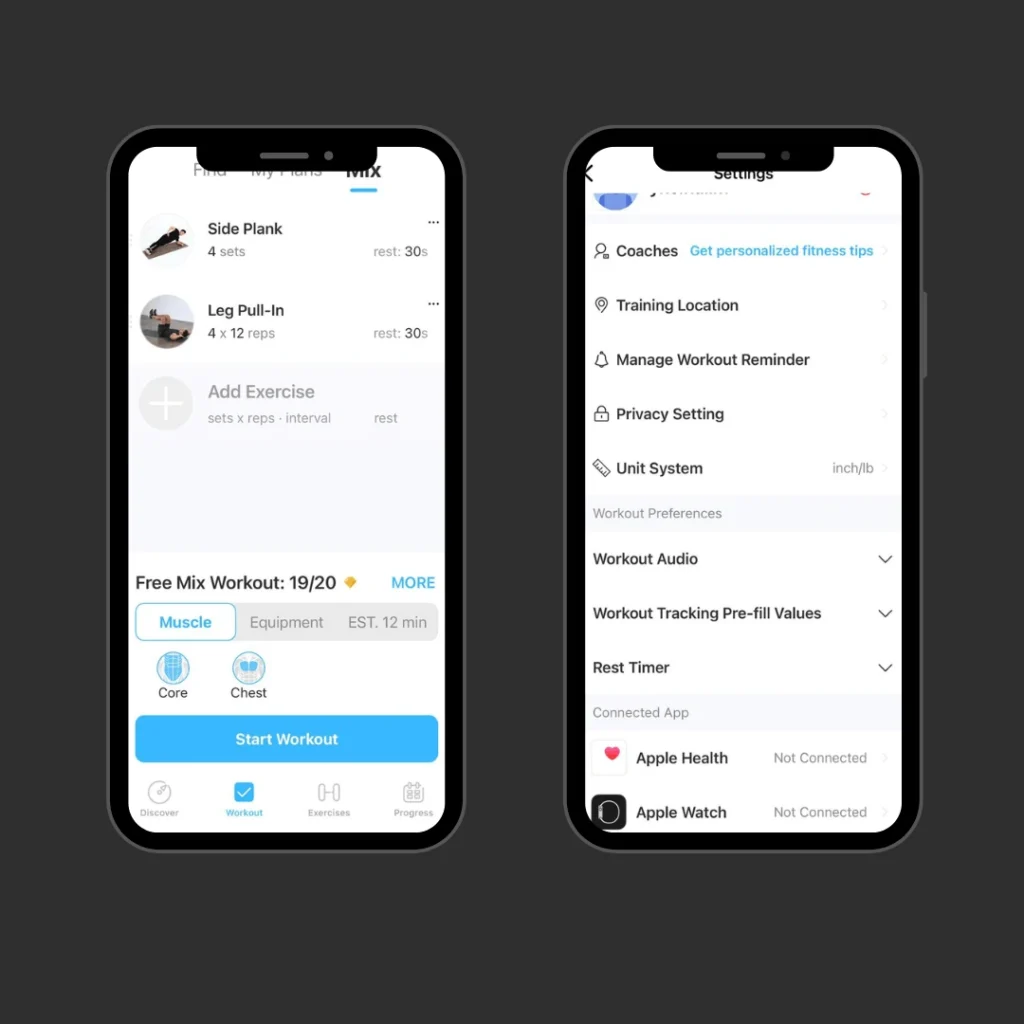 JEFIT app showing strength training routines and tracking features in free workout apps.