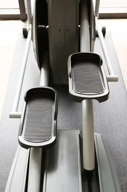 Close-up of an elliptical trainer, a popular low-impact exercise equipment for joint-friendly workouts.