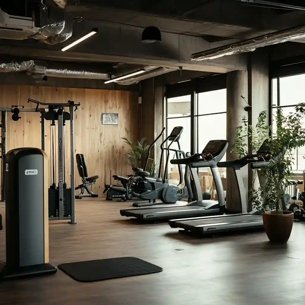 Modern cardio and strength equipment setup inside spacious private gyms.