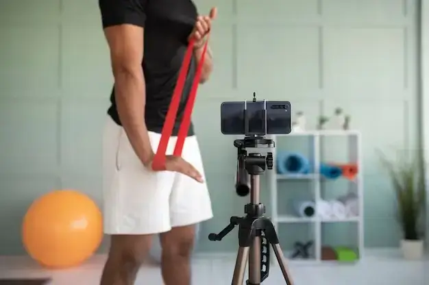 Resistance bands for home exercise equipment workout.
